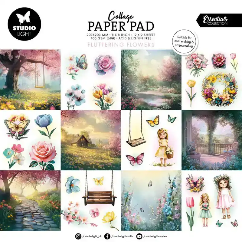Collage paper pad Fluttering Flowers