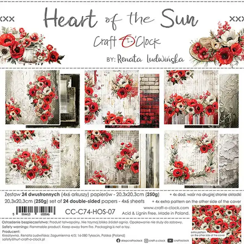 Craft O’Clock Heart of the Sun Papierpakket 20,3 x 20,3cm