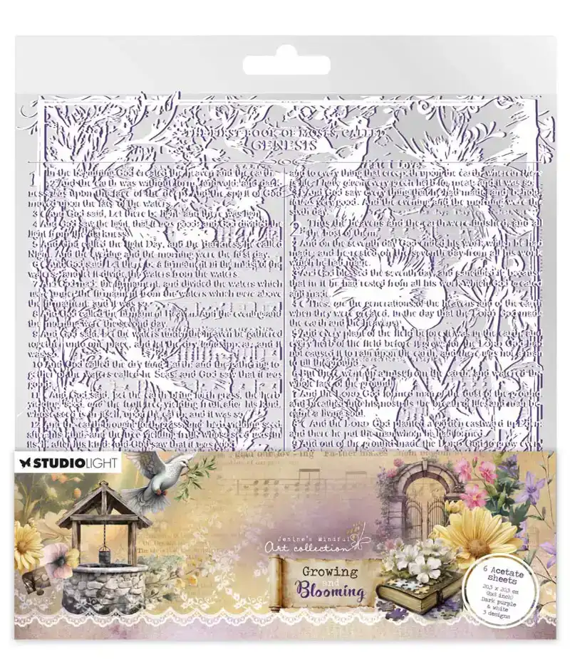 JMA Growing & Blooming acetate sheets white & dark purple