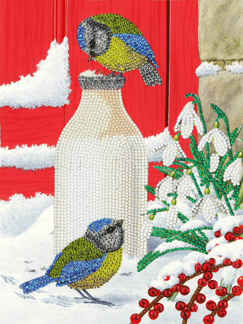 Crystal card kit vogels op de melkfles
