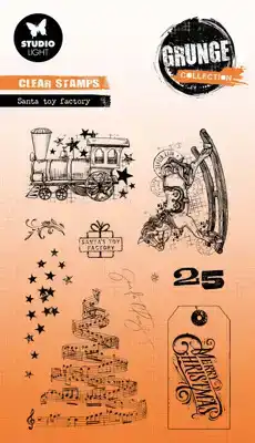 Grunge Collection clear stamp santa toy factory