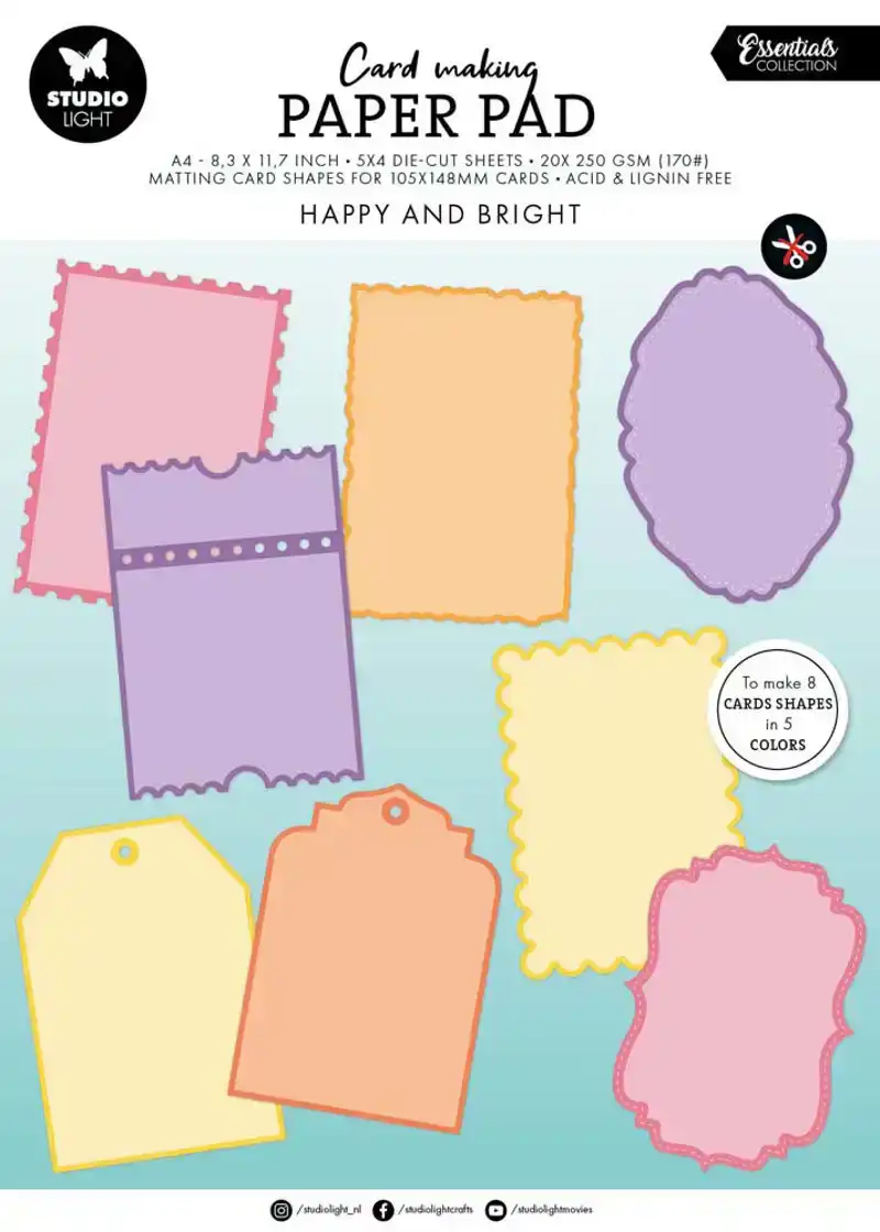 Studio Light Essentials Card Making Pad Happy and Bright 105x148 cm