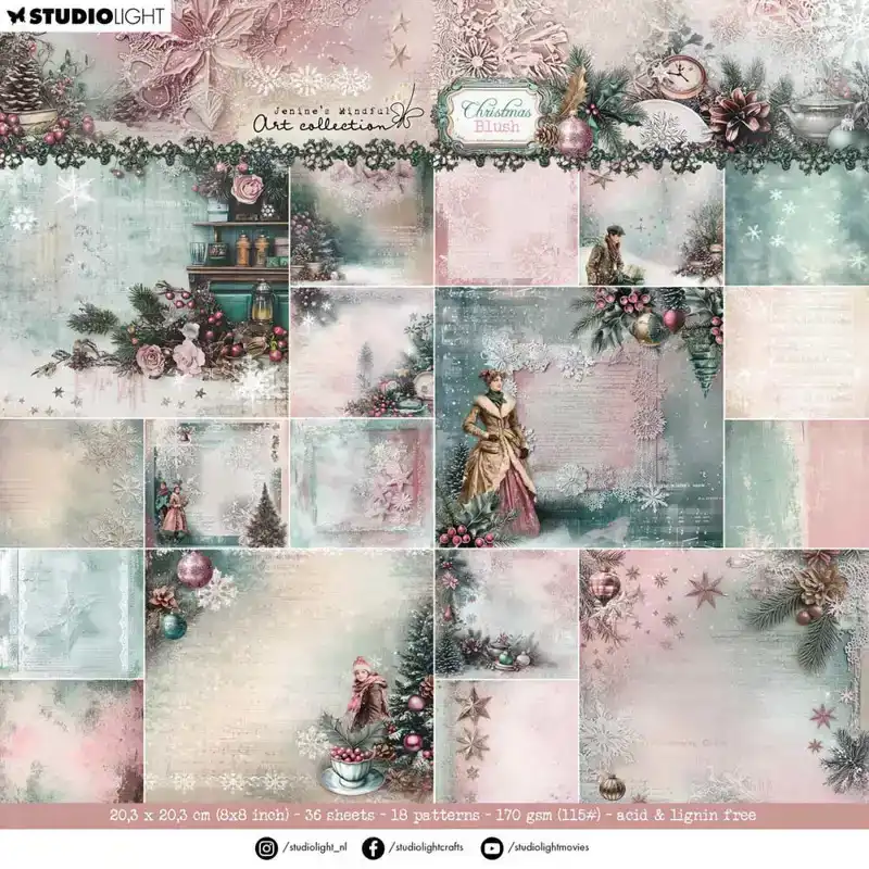 JMA Designer Paper Pad Backgrounds Christmas Blush