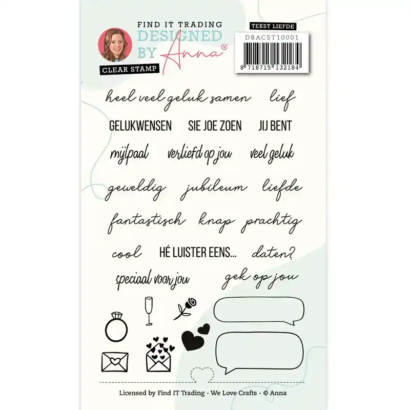 Tekst stempel love Designed By Anna