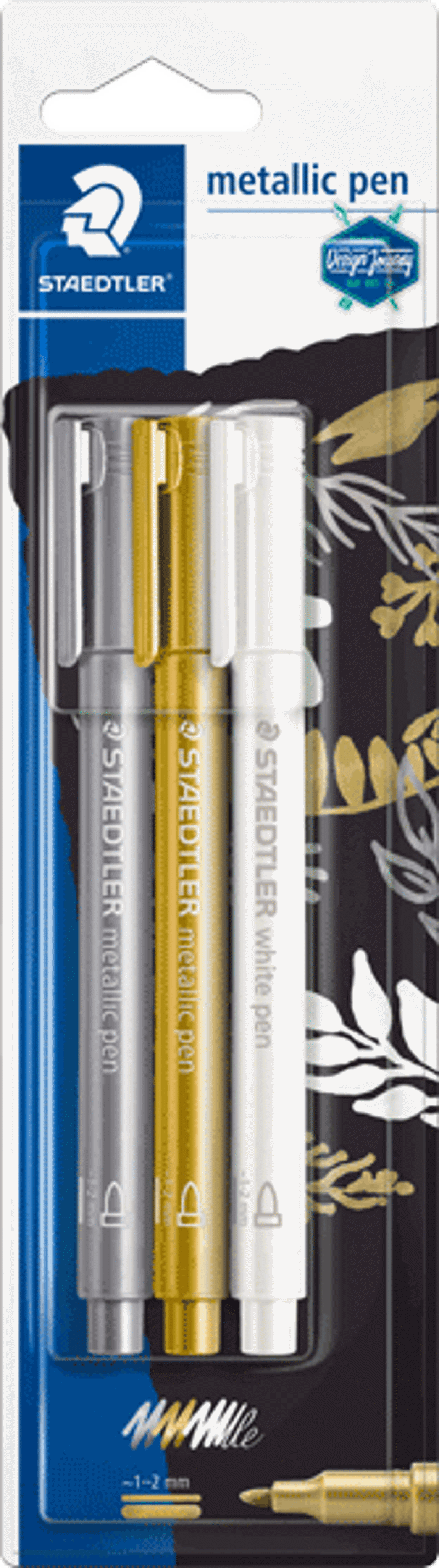 Metalic pen 3 stuks goud zilver wit
