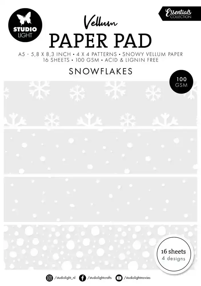 Studio Light Essentials Vellum Paper Pad Snowflakes