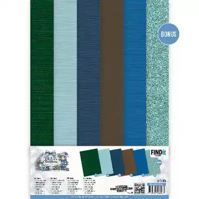 Linen Cardstock Pack Berries Beauties Blue Christmas A4