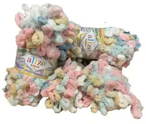 Puffy home deco deken 70x95 pakket wit roze blauw