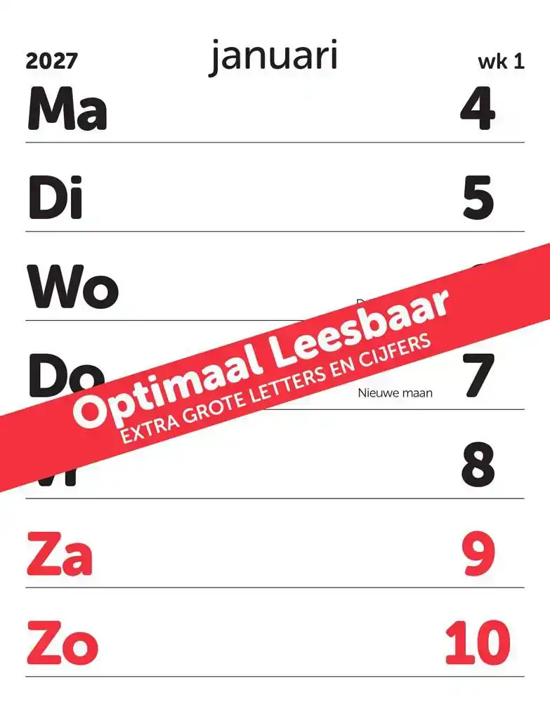 Weekblok kalender XL 2027