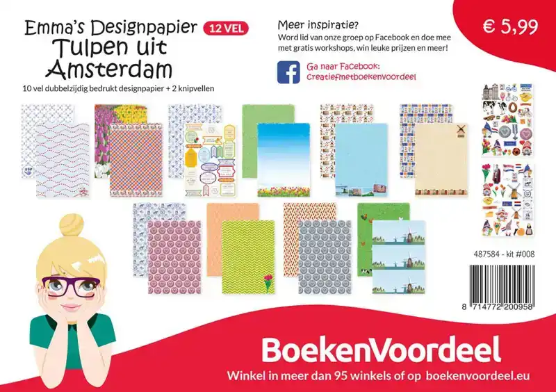 Emma's Papierset 008 Tulpen uit Amsterdam