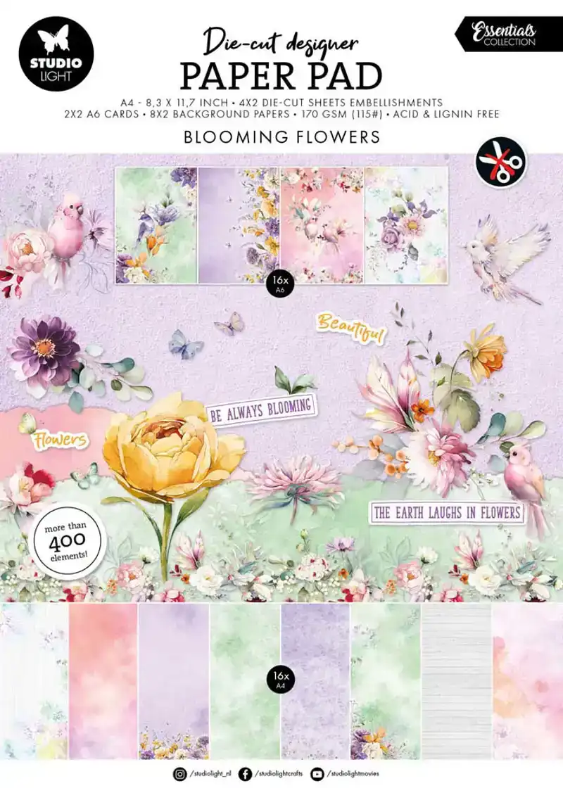 Flowers die cut paper pad essentials 210x294x4mm 28vel