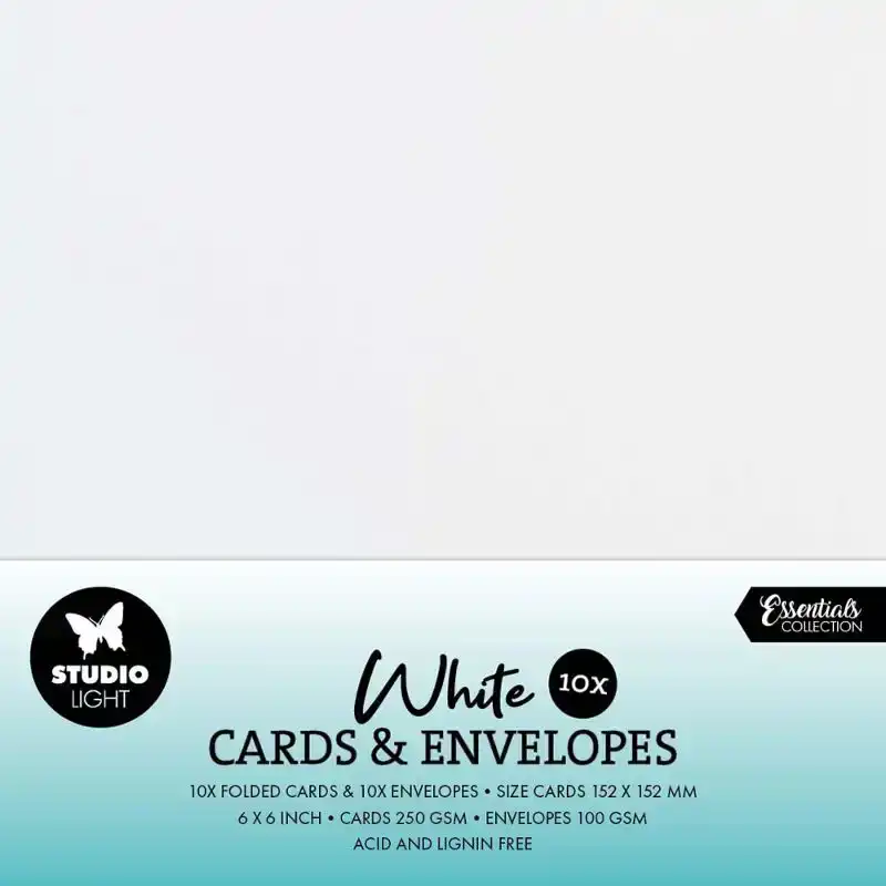 Studio Light Consumables 6x6 Inch Cards & Envelopes White