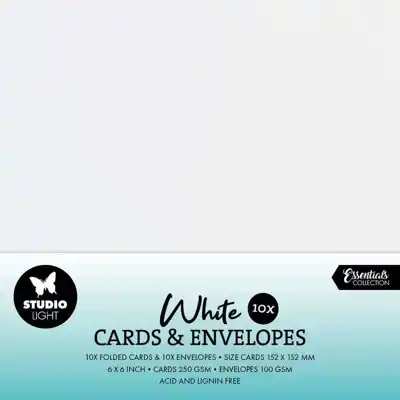 Studio Light Consumables 6x6 Inch Cards & Envelopes White