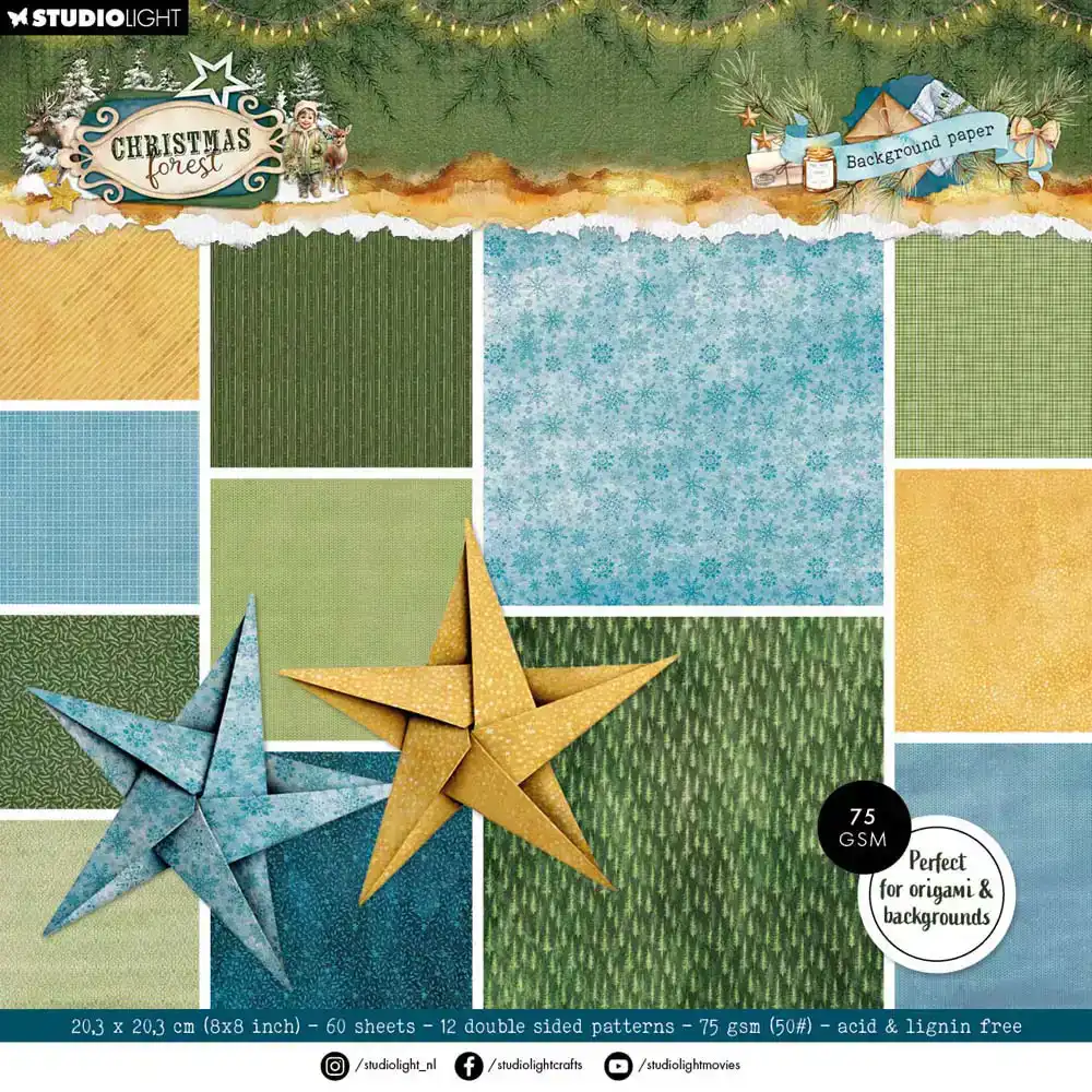 Studio Light Christmas Forest Designer Paper Pad Origami & Achtergronden