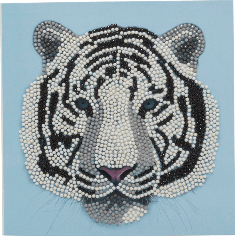 Crystal Card kit A77 witte tijger kop 18x18cm