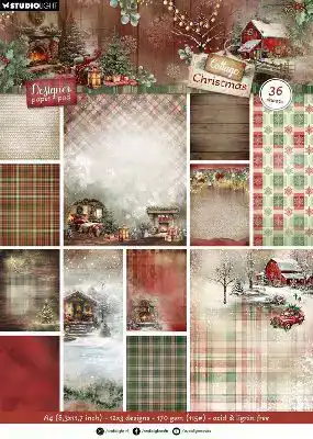 Studio Light Cottage Christmas Paper pad Achtergronden