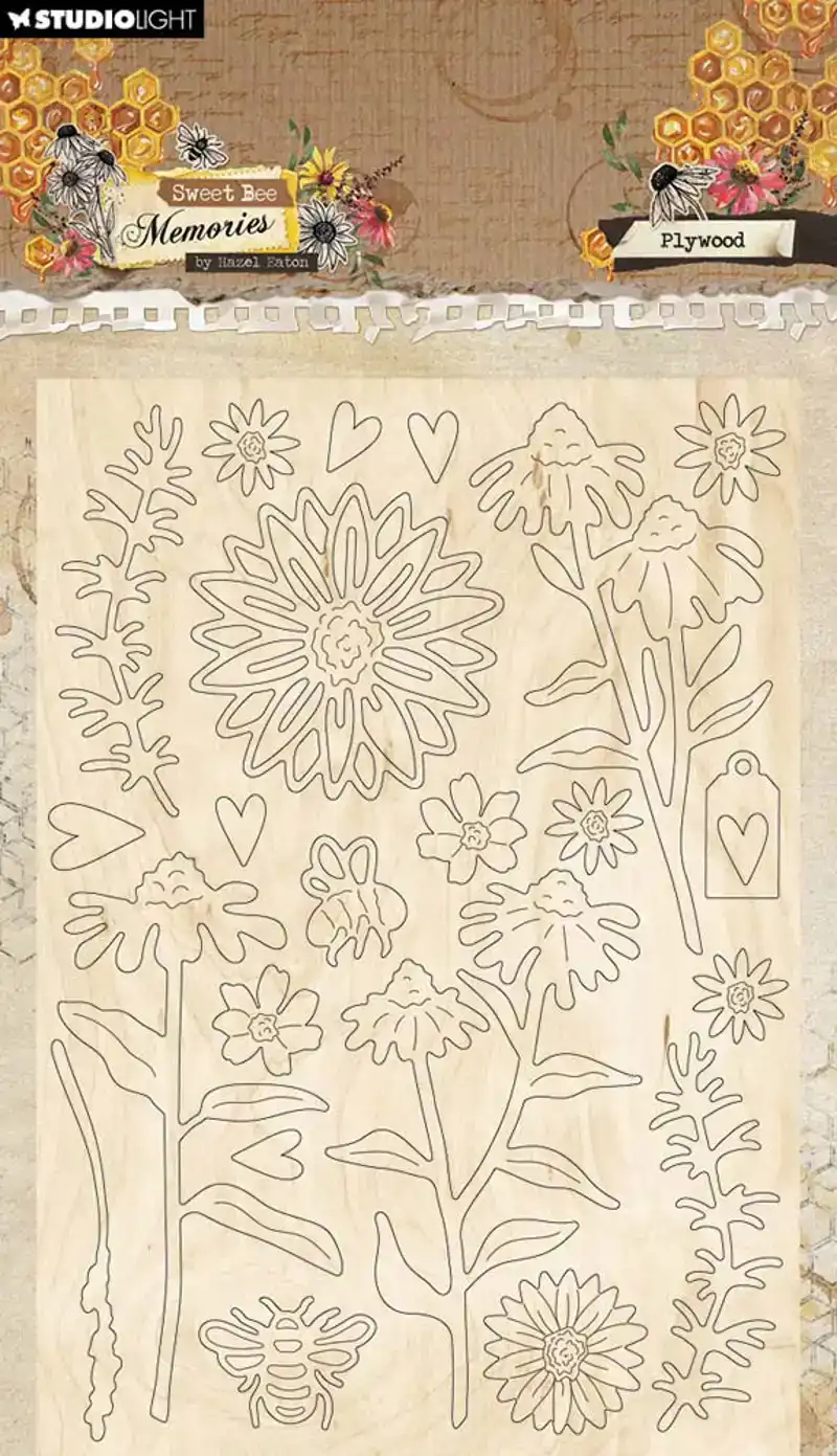Sweet bee memories Plywood elements floral & grunge