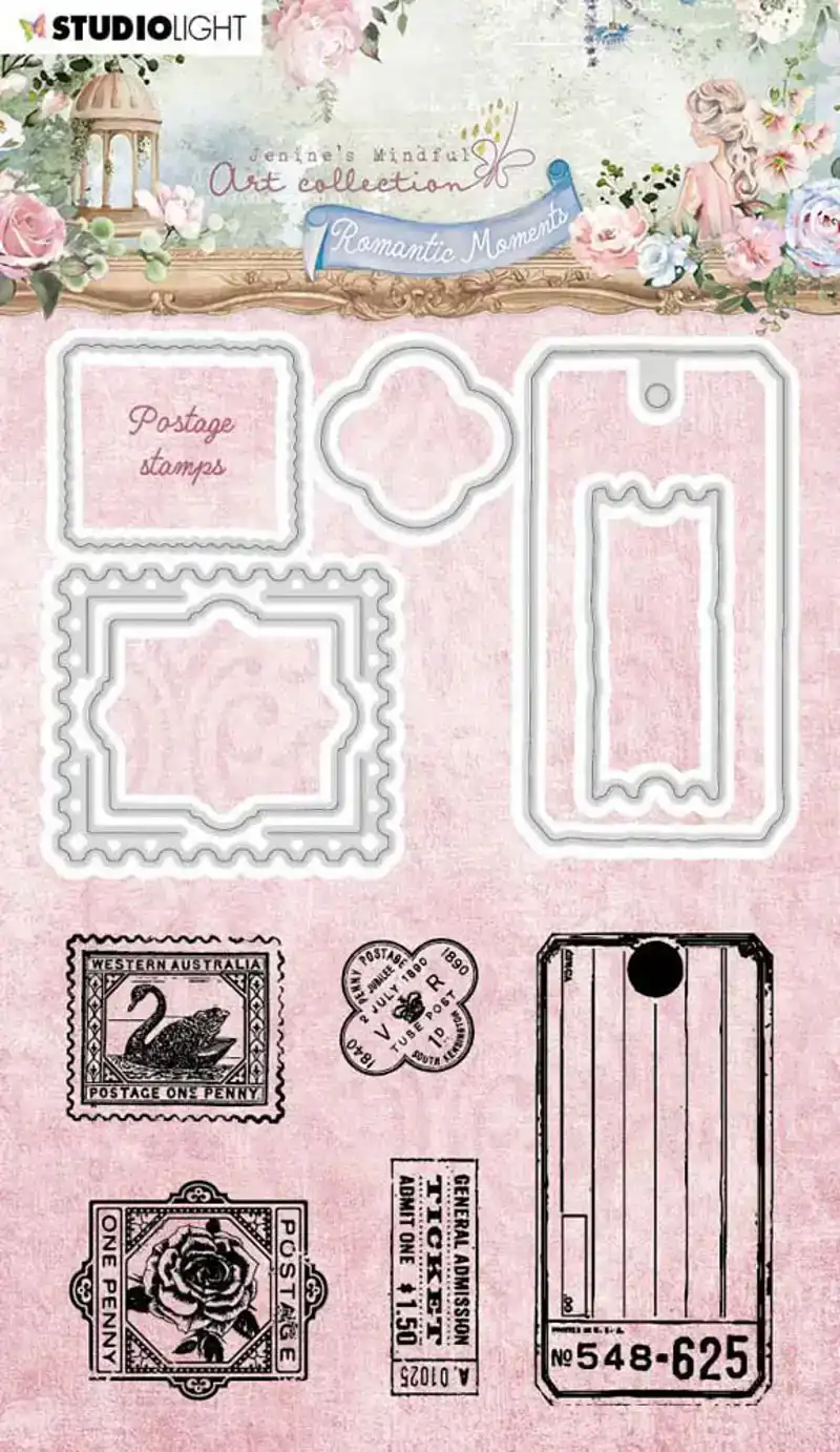JMA romantic stempel en snijmallen postage stamps