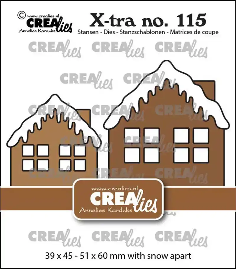 Crealies 2x huisje A met sneeuwdak midden en groot