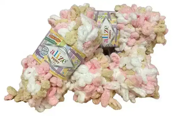 Puffy home deco deken 70x95 pakket wit roze bruin