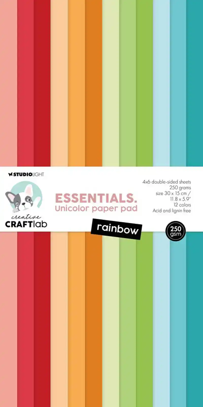 Creative Craftlab Unicolor paper pad Rainbow Essentials 300x150x9mm 24 SH nr.307