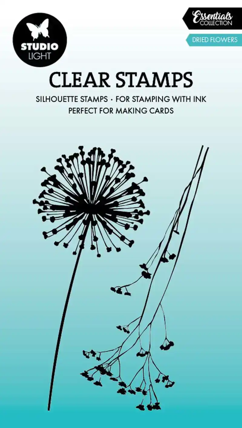 Clear stamp dried flowers 62 x 93 x 3mm - 2 delig
