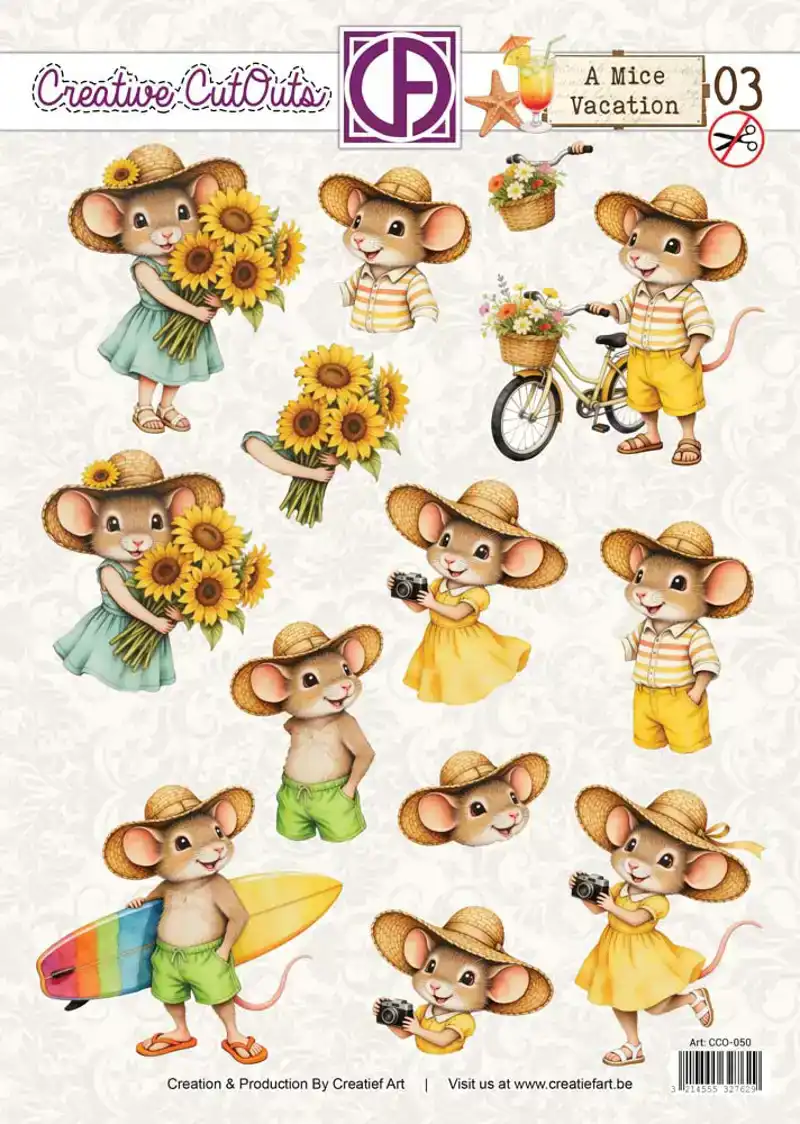Creatief Art 3D Doordrukvel A Mice Vacation 03