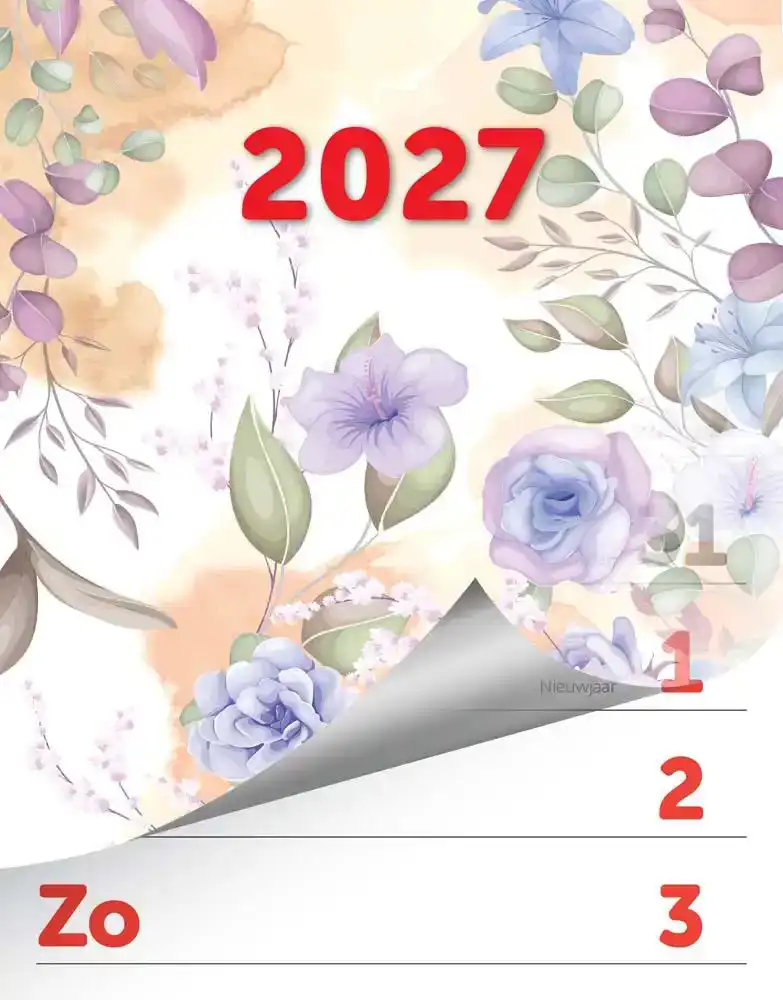 Weekblok kalender 2027 XL bloemen