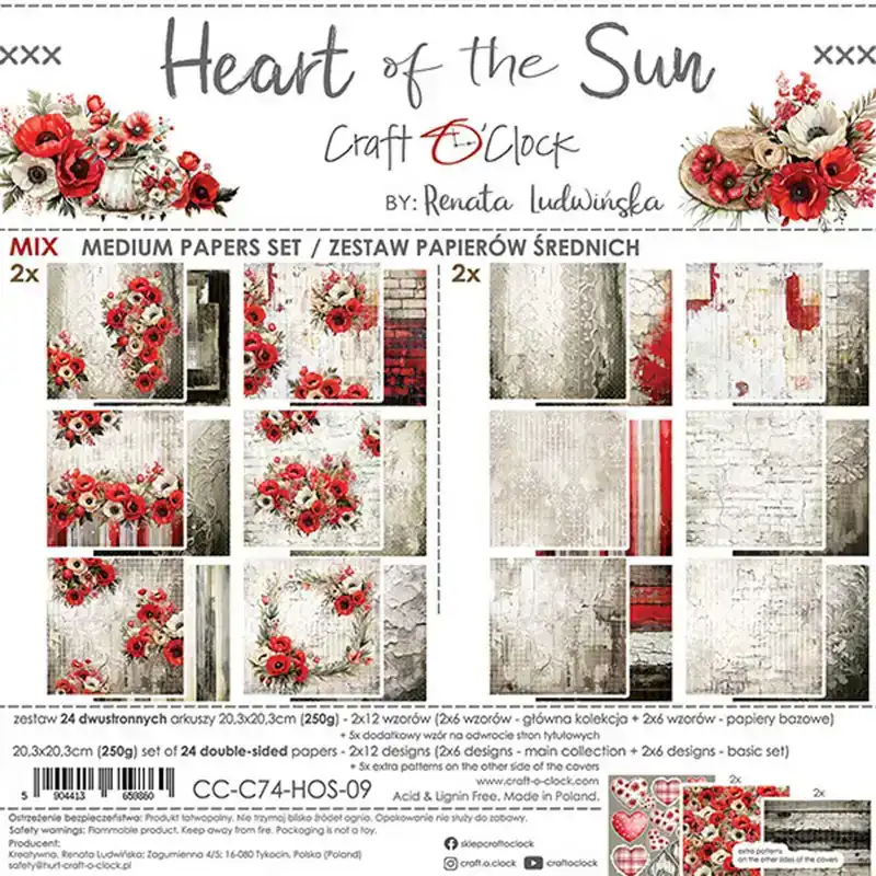 Craft O’Clock Heart of the Sun Papierpakket 20,3 x 20,3cm Mix