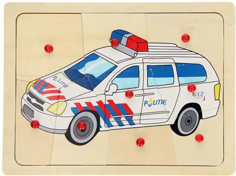 Houten puzzel politie auto