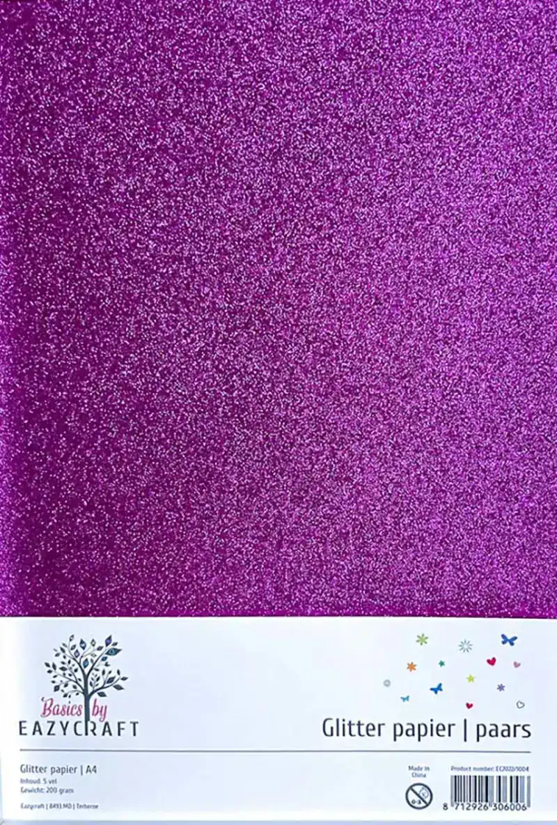 Eazycraft - Glitterpapier A4 - Paars (5st)