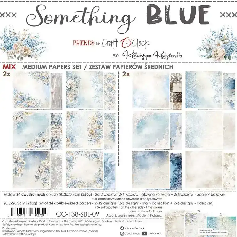 Craft O Clock Something Blue 20x20 mix paper pad