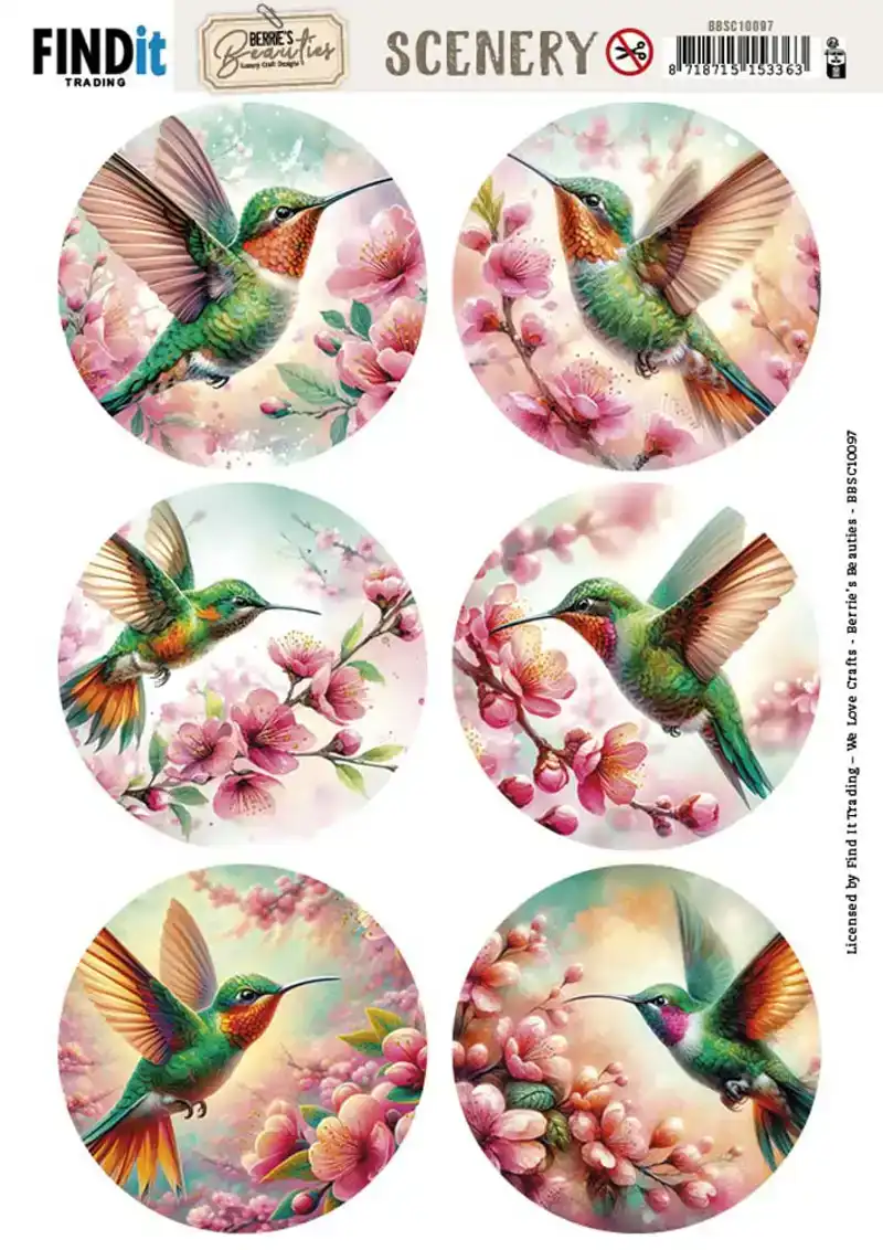 Scenery Push out - Berries Beauties - Lovely Hummingbirds - Round