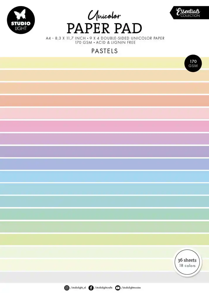 Studio Light - Essentials - Unicolor Paper Pad A4 - Pastels