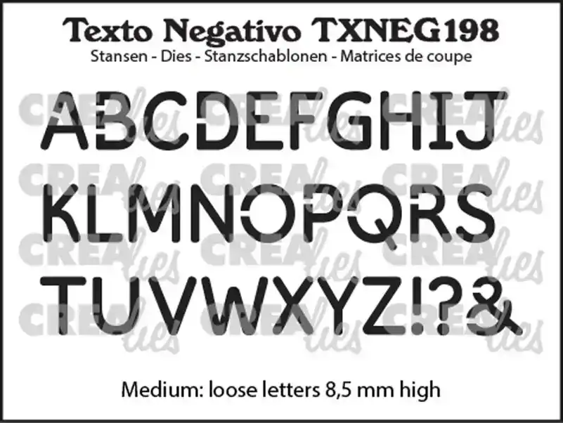 Crealies Texto Negativo Alfabet Middelgroot