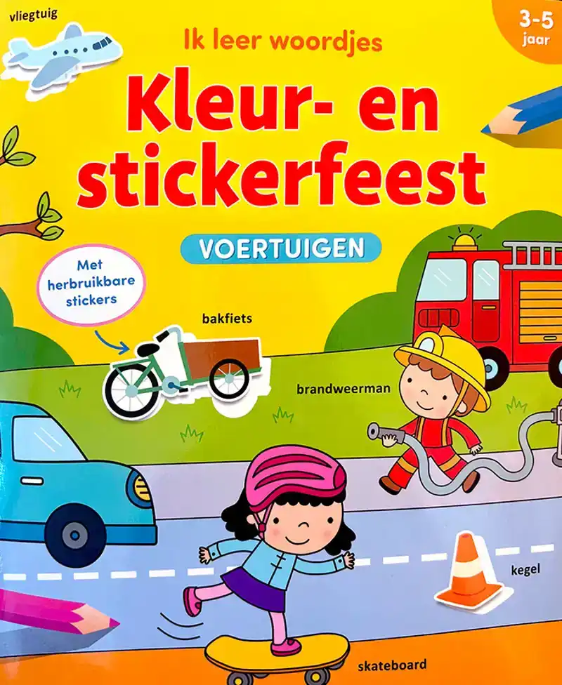 Ik leer woordjes kleur- en stickerfeest voertuigen