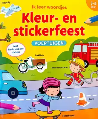 Ik leer woordjes kleur- en stickerfeest voertuigen
