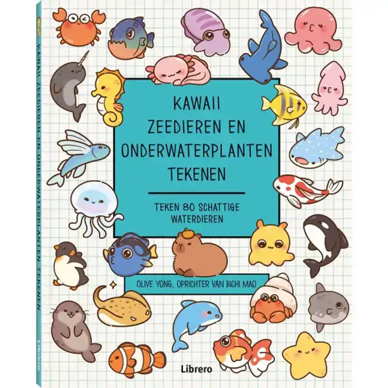 Kawaii zeedieren en onderwaterplanten tekenen