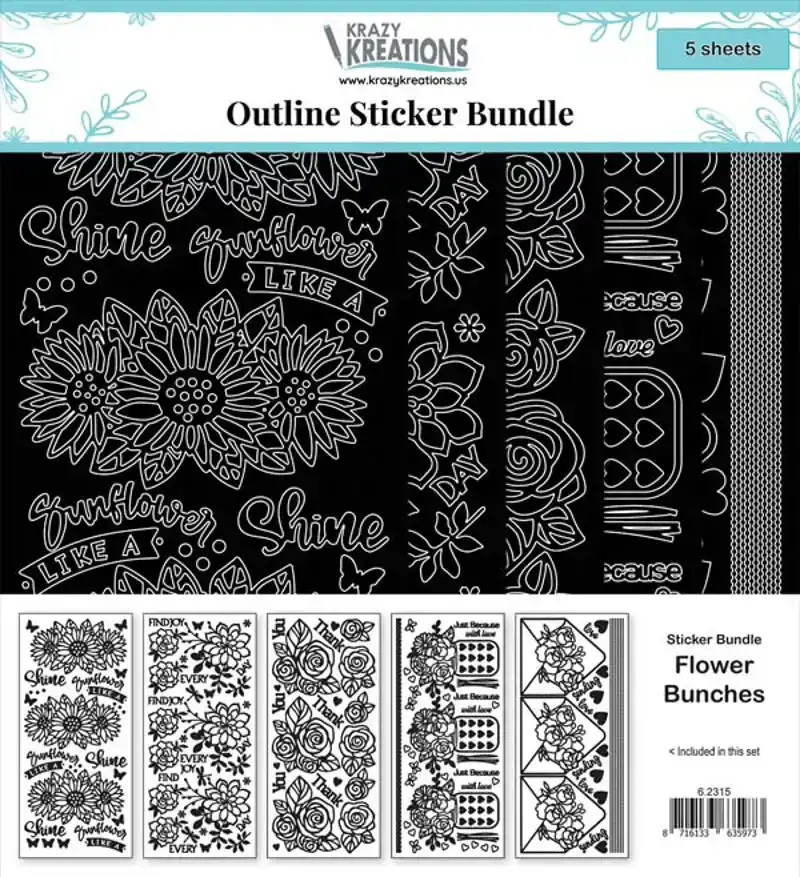 Outline sticker bundel bloementrossen