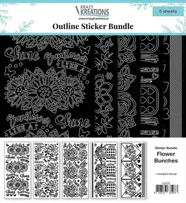Outline sticker bundel bloementrossen
