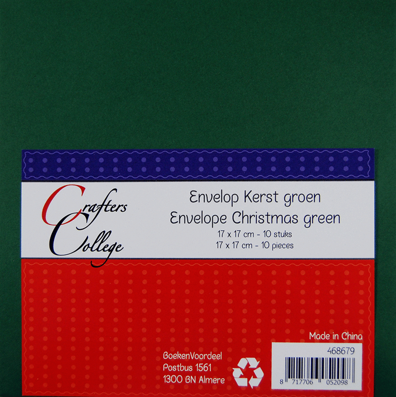 Enveloppen kerst groen 17x17cm 110gr