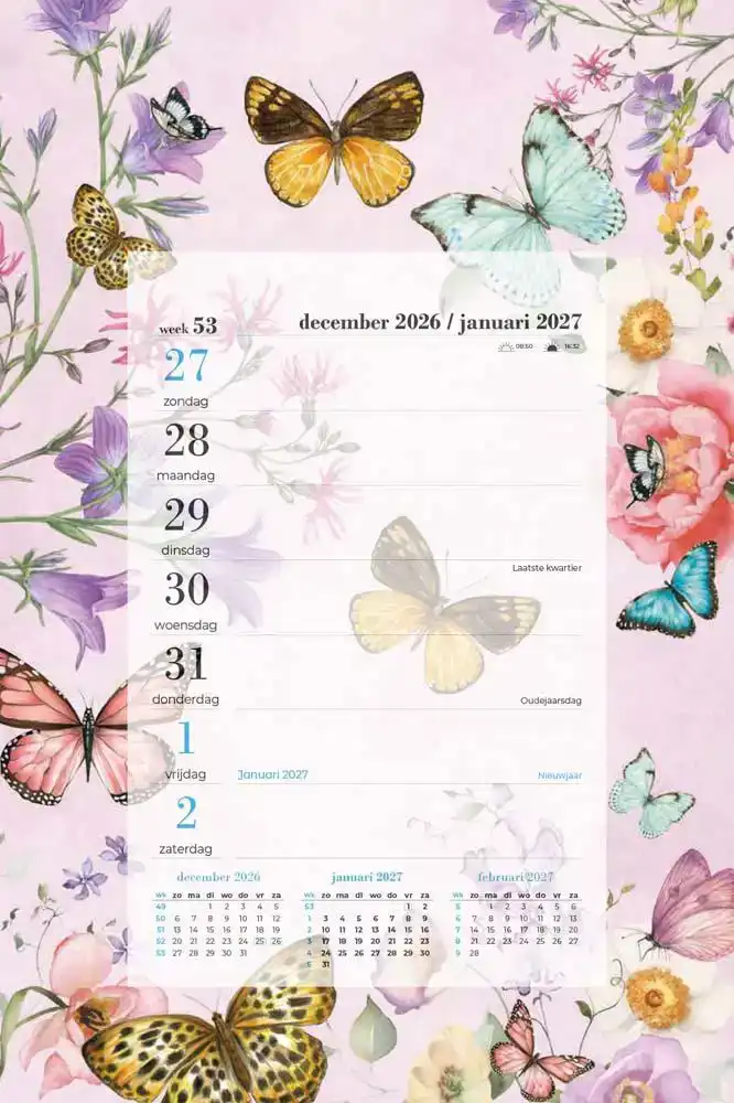 Weekblok vlinder getekend 2027
