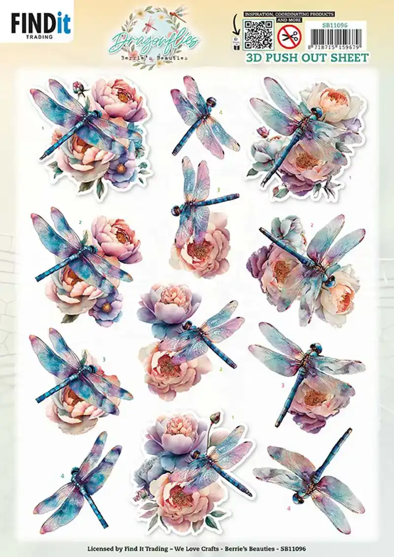 3D Pushout Sheet Berries Beauties Dragonflies Azure