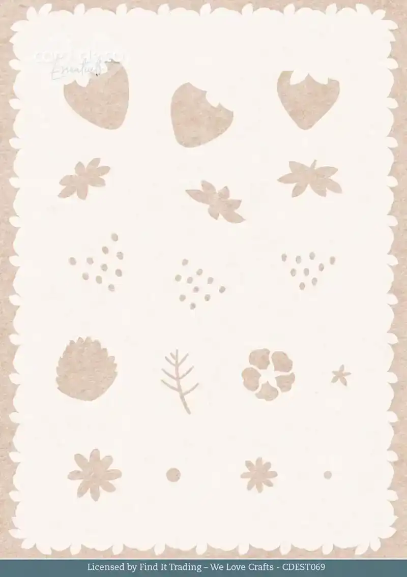 Card Deco stencil sweet strawberries