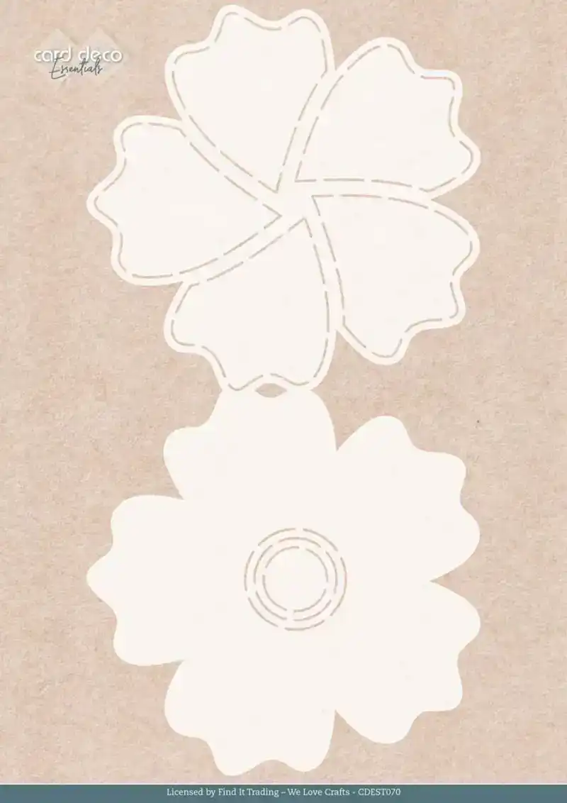 Card deco essentials stencil blue meadow blue flower A4