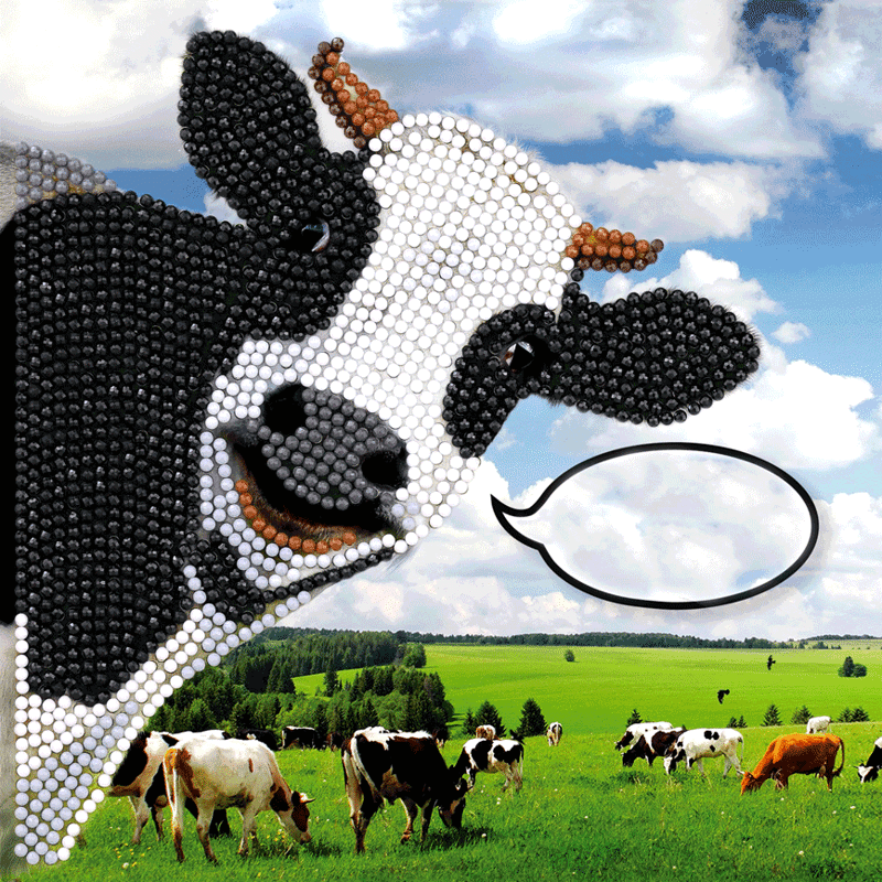 Crystal Card kit IT1 funny cow 18x18cm