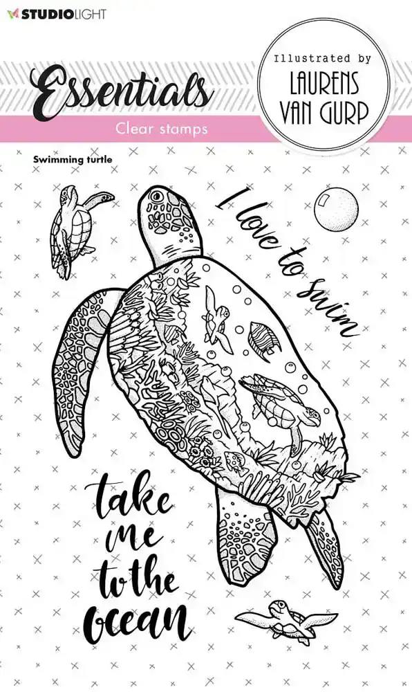 Clear stamp swimming turtle Studio Light nr.255