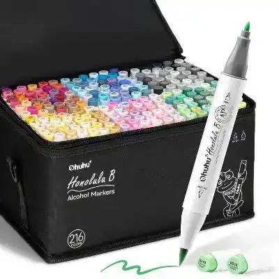 Ohuhu Honolulu B216 Colors Alcohol Markers Dual Tip Set
