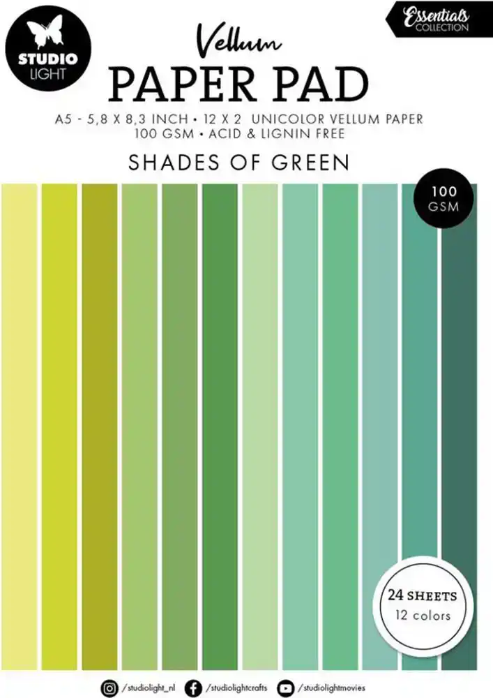Studio Light vellum paper pad unicolor Shades of Green