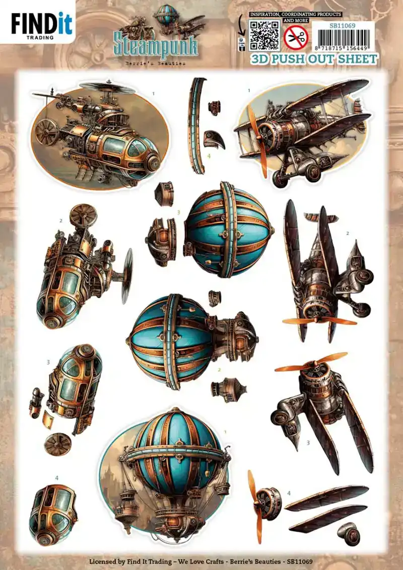 Berries Beauties steampunk 3D pushout sheet in the air